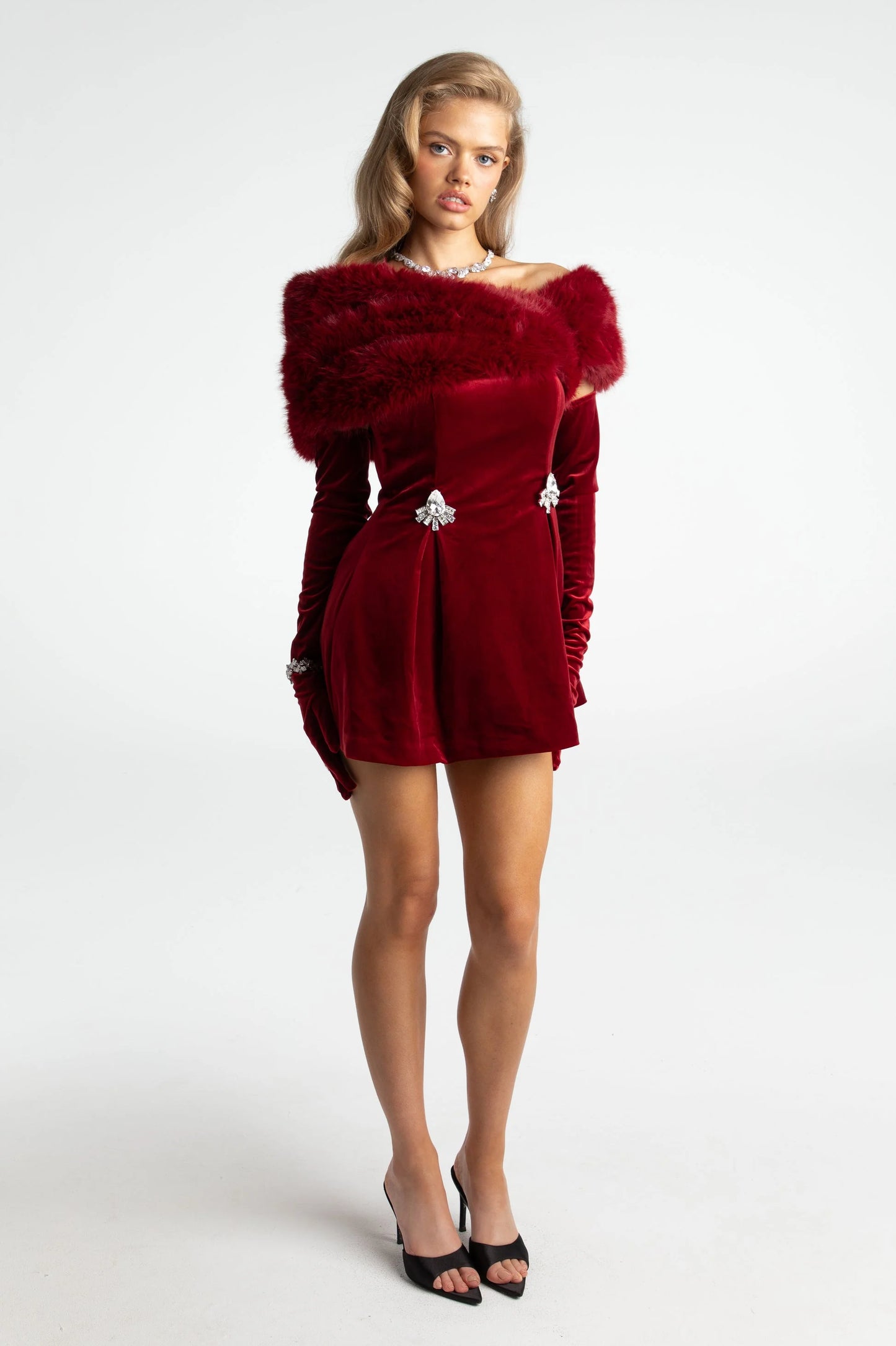 NANA JACQUELINE - SIMONE VELVET RED HOLIDAY DRESS (SALE)