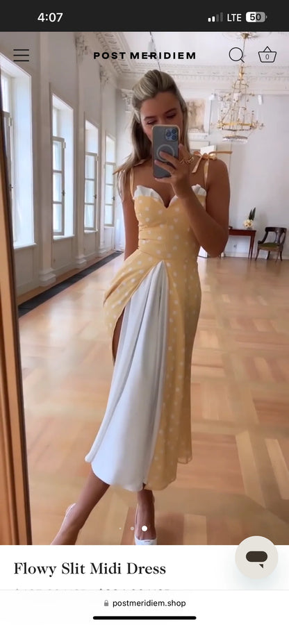 POST MERIDIEM - FLOWY SLIT MIDI DRESS (SALE)